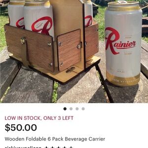 Wooden Foldable 6 Pack Beverage Carrier